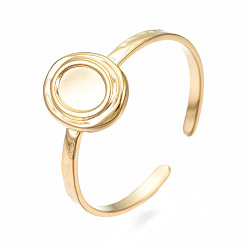 Oro 304 engastes de cabujón de anillo de dedo de puño abierto de acero inoxidable, oval, dorado, tamaño de EE. UU. 7 3/4 (17.9 mm), Bandeja: 4x5.5 mm