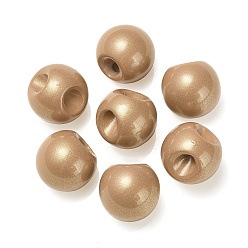 Bois Solide Placage uv perles européennes acryliques opaques, Perles avec un grand trou   , avec de la poudre d'or, ronde, burlywood, 19x19mm, Trou: 4mm