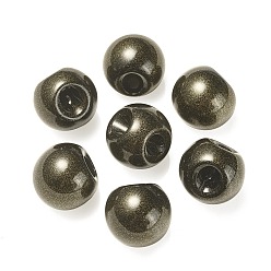 Negro Cuentas europeas de acrílico opaco chapadas en uv, abalorios de grande agujero, con polvo de oro, rondo, negro, 19x19 mm, agujero: 4 mm