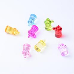 Mixed Color Transparent Acrylic Pendants, Feeding-bottle, Mixed Color, 33x20.5x16.5mm, Hole: 3mm, about 100pcs/500g