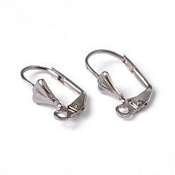 Platinum Brass Leverback Earring Findings, with Loop, Nickel Free, Platinum Color, about 10mm wide, 16mm long, hole: 2mm