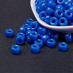 Bleu Perles européennes opaques acrylique, baril, bleu, 9x6mm, trou: 4 mm, environ 1900 pcs / 500 g