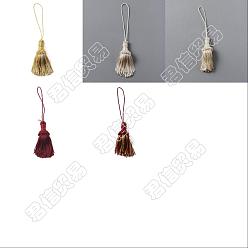 Mixed Color BENECREAT 5Pcs 5 Colors Polyester Tassel Pendant Decorations, with Tether & Wood Inner Core, for Purse, Backpack, Car Ornament, Mixed Color, 165~180mm, 1pc/color