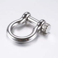 Stainless Steel Color 304 Stainless Steel D-Ring Anchor Shackle Clasps, for Bracelets Making, Stainless Steel Color, 25x22x7mm, Hole: 12x15mm