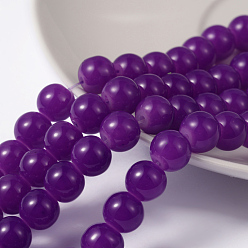 Темно-Фиолетовый Стеклянные бусины, имитация нефрита , окрашеные, круглые, темно-фиолетовый, 8 мм, отверстие : 1.3~1.6 мм, около 100 шт / нитка, 31.4 дюйм