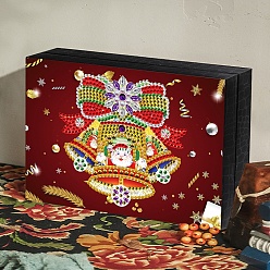 Christmas Bell Kit de boîte de rangement de diamant bricolage, y compris le sac de strass en résine, stylo collant diamant, plaque de plateau et pâte à modeler, Noël Bell, case: 125x173x40 mm