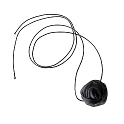 Black Cloth Choker Necklaces, Rose Flower, Black, 5.51 inch(14cm)