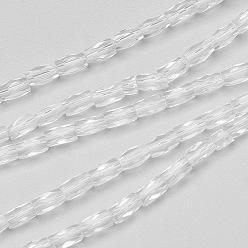 Clear Transparent Glass Beads Strands, Faceted, Column, Clear, 5x3mm, Hole: 0.5mm, about 100pcs/strand, 19.4 inch