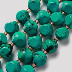 Turquoise Normal Cuentas de turquesa natural de hebra, con granos de la semilla, dados celestiales de seis caras, 6~6.5x6~6.5x6~6.5 mm, agujero: 0.5 mm, sobre 25 unidades / cadena, 7.97'' (20.25 cm)