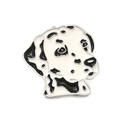 Perro Pasador de perro esmaltado con embragues de mariposa de latón, insignia de aleación para ropa de mochila, patrón dálmata, 23x25x10 mm, pin: 1.1 mm