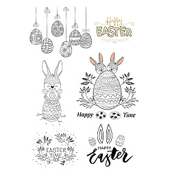 Rabbit Easter Themed Silicone Clear Stamps, for DIY Scrapbooking, Photo Album Decorative, Cards Making, Easter Theme Pattern, 130x130mm