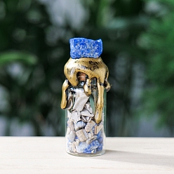 Ляпис-Лазурь Бутылка энергии из необработанного натурального лазурита, Рейки драгоценный камень внутри стеклянной бутылки желаний Хэллоуин украшение дома, 70~80 мм