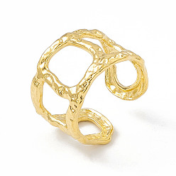 Chapado en Oro Real 18K Chapado de iones (ip) 304 anillos de puño abiertos huecos de cricle torcido de acero inoxidable para mujeres, real 18 k chapado en oro, diámetro interior: 17 mm