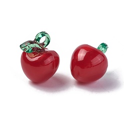 Красный Корея акриловые подвески, яблоко, красные, 19.8x15.5x14 мм, отверстие : 3 мм
