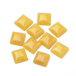 Gold Natural White Jade Cabochons, Dyed, Square, Gold, 10x10x5mm