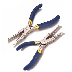 Blue Iron Wire Looping Pliers, Concave and Round Nose, with Non-Slip Comfort Grip Handle, for Loops and Jump Rings, Blue, 165x70.5x13mm, Head: 5mm/7mm/10mm