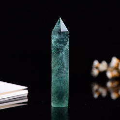 Fluorite Natural Green Fluorite Pointed Prism Bar Home Display Decoration, Healing Stone Wands, for Reiki Chakra Meditation Therapy Decos, Faceted Bullet, 40~50mm