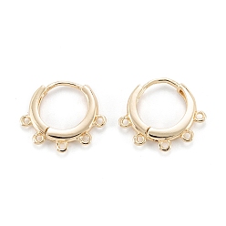 Real 14K Gold Plated Brass Hoop Earrings Findings, with Horizontal Loop, Ring, Real 14K Gold Plated, 10 Gauge(2.5mm), 15x17x2.5mm, Hole: 1mm, Pin: 0.7mm