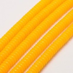 Naranja Perlas de imitación de color ámbar heishi resina hebras, disco / plano y redondo, naranja, 6x1.7~2 mm, agujero: 1.5 mm, sobre 182~195 unidades / cadena, 14.2 pulgada (36 cm)