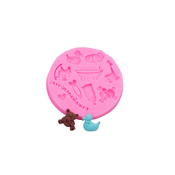 Ярко-Розовый Детские тематические украшения силиконовые формы, формы для литья смолы, DIY УФ-смола и эпоксидная смола украшение на день рождения для ребенка, разнообразные, ярко-розовый, 75x10 мм