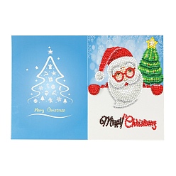 Santa Claus DIY Diamond Painting Greeting Card Kits, including Paper Card, Paper Envelope, Resin Rhinestones, Diamond Sticky Pen, Tray Plate and Glue Clay, Santa Claus, Paper: 180x260mm, 1pc