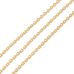 Real 18K Gold Plated Brass Cable Chains, Long-Lasting Plated, Soldered, with Spool, Cadmium Free & Lead Free, Real 18K Gold Plated, 2.3x1.2x0.4mm