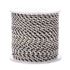 Black 4-Ply Polycotton Cord, Handmade Macrame Cotton Rope, with Gold Wire, for String Wall Hangings Plant Hanger, DIY Craft String Knitting, Black, 1.5mm, about 21.8 yards(20m)/roll