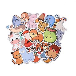 Mixed Color Cartoon Animal Theme Paper Stickers Set, Adhesive Label Stickers, for Suitcase, Planner and Refigerator Decor, Mixed Color, 4.2~6.6x3.4~7.1x0.02cm, 100pcs/bag