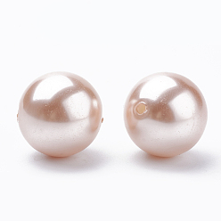 Rose Brumeux Perles d'imitation en plastique écologique, haut lustre, Grade a, ronde, rose brumeuse, 40mm, Trou: 3.8mm