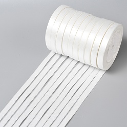 Blanc Ruban de satin à face unique, Ruban polyester, blanc comme le lait, 3/8 pouce (10 mm) de large, 25yards / roll (22.86m / roll), 10 rouleaux / groupe, 250yards / groupe (228.6m / groupe)