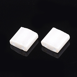 Floral White 2-Hole Opaque Glass Seed Beads, Lustered, Dyed, Rectangle, Floral White, 5x4.5~5.5x2~2.5mm, Hole: 0.5~0.8mm