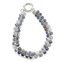 Gainsboro Glass Beaded Mobile Straps, Multifunctional Chain, with Iron Spring Gate Ring, Gainsboro, 302~306x14.5mm