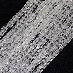 Clear Glass Beads Strands, Faceted, Cube, Clear, 3x3x3mm, Hole: 1mm, about 98~100pcs/strand, 13.8 inch