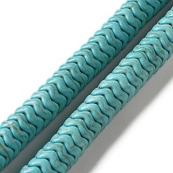 Turquoise Synthetic Turquoise Dyed Beads Strands, Wavy Shape, Turquoise, 8x3mm, Hole: 1mm, about 141pcs/strand, 14.96''(38cm)