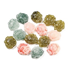 Color mezclado Colgantes de flores de resina opaca, encantos de loto, color mezclado, 18.5x20.5x6.5 mm, agujero: 1.8 mm