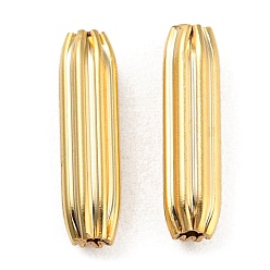 Chapado en Oro Real de 24K Perlas de latón ecológicas enchapadas en rack, sin plomo y cadmio, columna ondulada, real 24 k chapado en oro, 10x3 mm, agujero: 1.2 mm
