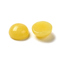 Yellow Natural White Jade Cabochons, Dyed, Half Round/Dome, Gold, 10x4.5mm
