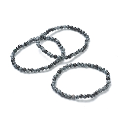 Obsidienne De Flocon De Neige Flocon de neige naturelle bracelets extensibles de perles obsidienne, ronde, perles: 4~5 mm, diamètre intérieur: 2-1/4 pouce (5.65 cm)