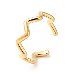 Oro Chapado en iones (ip) 304 anillo abierto de onda de acero inoxidable para mujer, dorado, tamaño de EE. UU. 7 3/4 (17.9 mm)