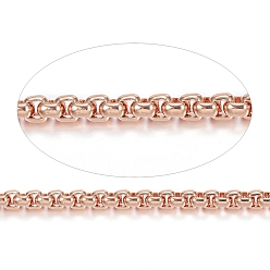 Oro Rosa 304 cadenas de caja de acero inoxidable, sin soldar, con carrete, oro rosa, 2x2x1 mm, aproximadamente 65.61 pies (20 m) / rollo