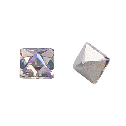 Ghost Light K9 Glass Rhinestone Cabochons, Pointed Back & Back Plated, Faceted, Square, Ghost Light, 8x8x8mm