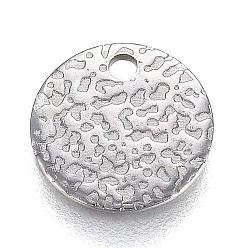 Stainless Steel Color 304 Stainless Steel Charms, Textured, Laser Cut, Flat Round, Stainless Steel Color, 8x0.7mm, Hole: 1.3mm