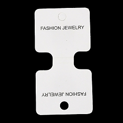 White Fold Over Paper Display Cards, for Necklaces Bracelets Display, Rectangle with Word Fashion Jewelry, White, Finished Product: 45.5x50x5.5mm, 9.7x5x0.05cm, Hole: 7.5mm