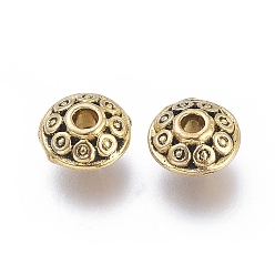 Antique Golden Tibetan Style Alloy Spacer Beads, Bicone, Antique Golden, Lead Free & Cadmium Free, 6.5x3.5mm, Hole: 2mm