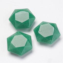 Зеленый Авантюрин Естественный зеленый авантюрин подвески, шестиугольник, 28~29x25x9~10 мм, отверстие : 1.5 мм