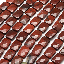 Red Jasper Faceted Rectangle Red Jasper Beads Strands, 16x12~13x5~6mm, Hole: 1mm, about 13pcs/strand, 8.26 inch