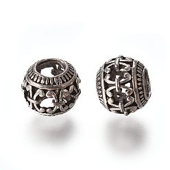 Antique Silver Tibetan Style European Beads, Rondelle, Antique Silver, 11x9mm, Hole: 4.5mm