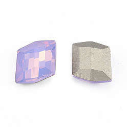 Violet K9 Glass Rhinestone Cabochons, Pointed Back & Back Plated, Faceted, Parallelogram, Violet, 12x10.5x5.5mm