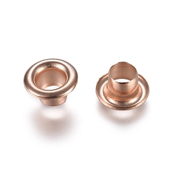 Or Rose Style européen 304 noyau d'oeillet en acier inoxydable, œillet pour les grandes perles de trou, or rose, 8x4.5mm, Trou: 4mm
