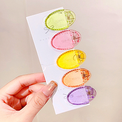 Oval 6прозрачные пластиковые заколки из кожи аллигатора карамельного цвета, модные детские аксессуары для волос для девочек, разноцветные, овальный рисунок, 40 мм